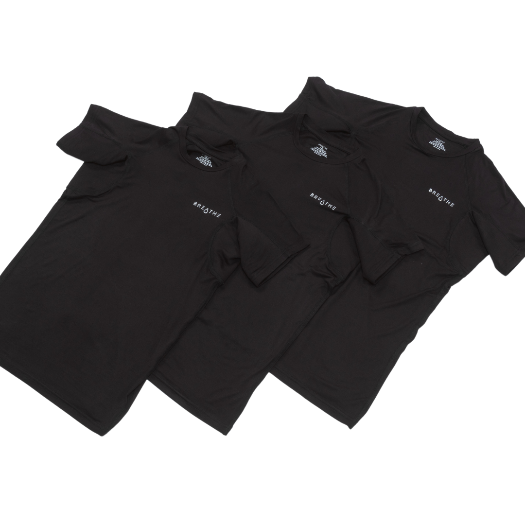 BREATHE Black Sweatproof Undershirt Multipack (Pack of 3)