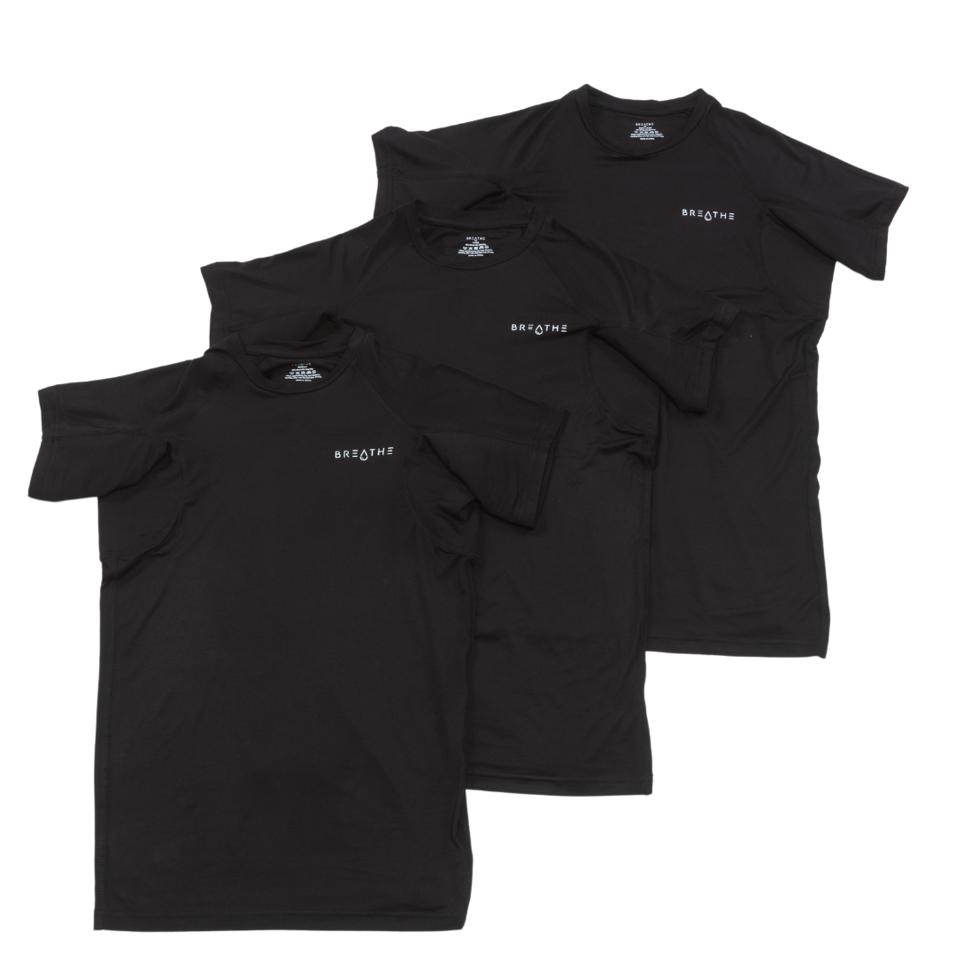 BREATHE Black Sweatproof Undershirt Multipack (Pack of 3)