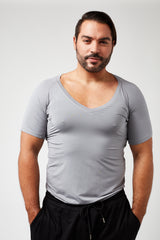 Sweatproof Deep V Neck Undershirt (Grey)