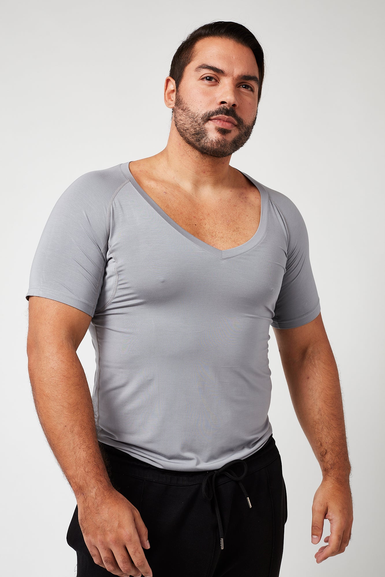 Sweatproof Deep V Neck Undershirt (Grey)