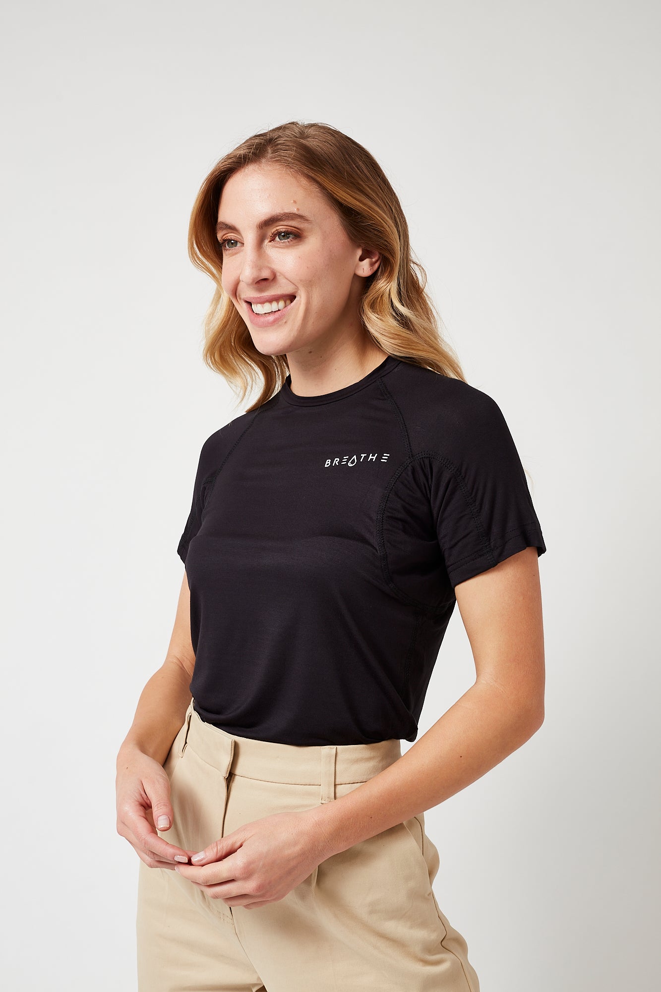 Womens Sweatproof Crewneck Undershirt Black