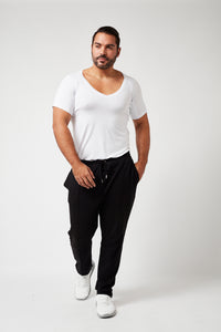 Sweatproof Deep V Neck Undershirt (White)