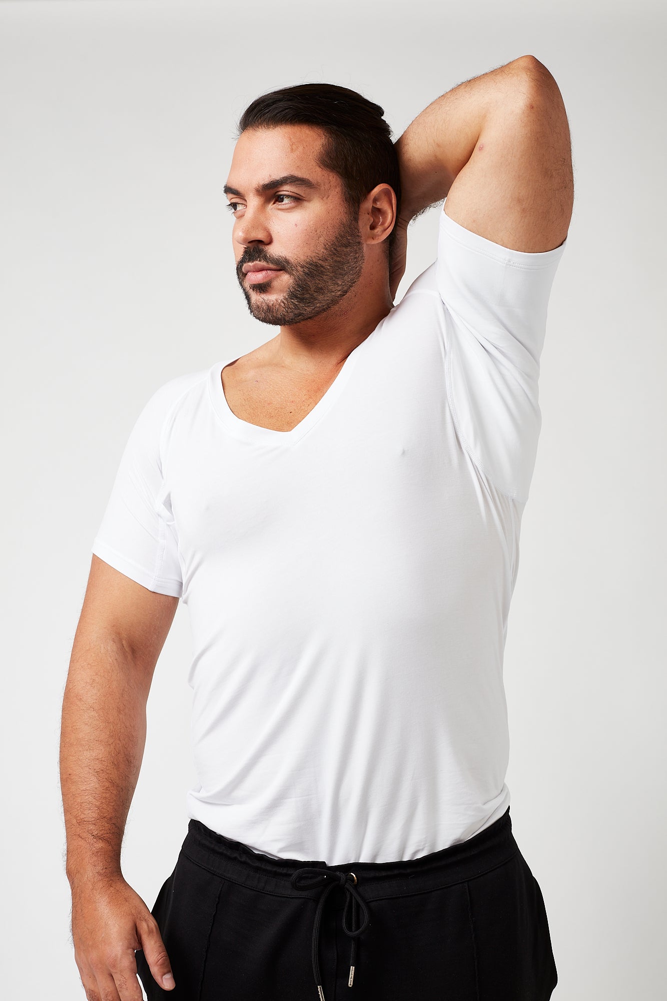 Sweatproof Deep V Neck Undershirt (White)