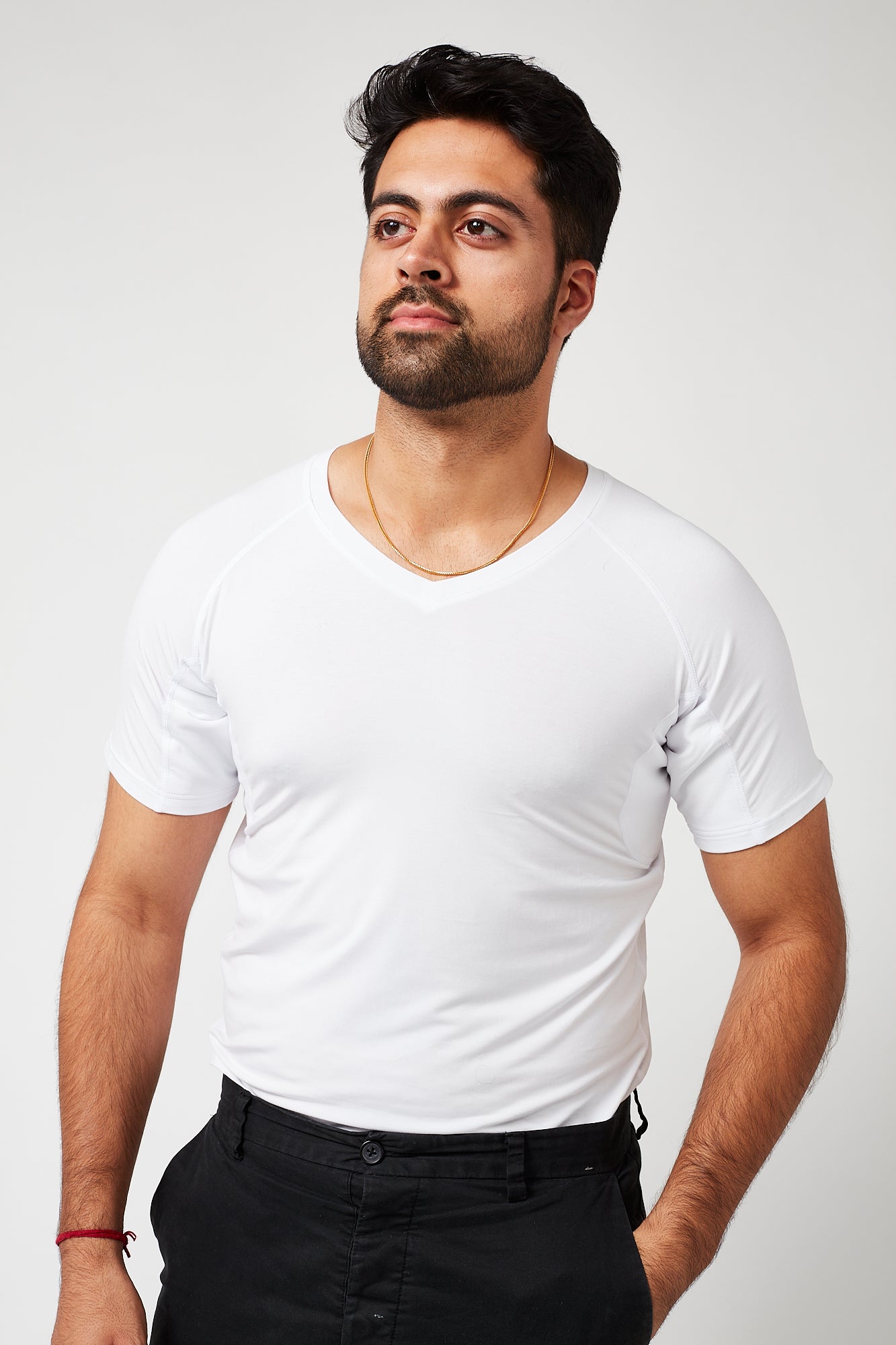 Sweatproof V Neck Undershirt (White)