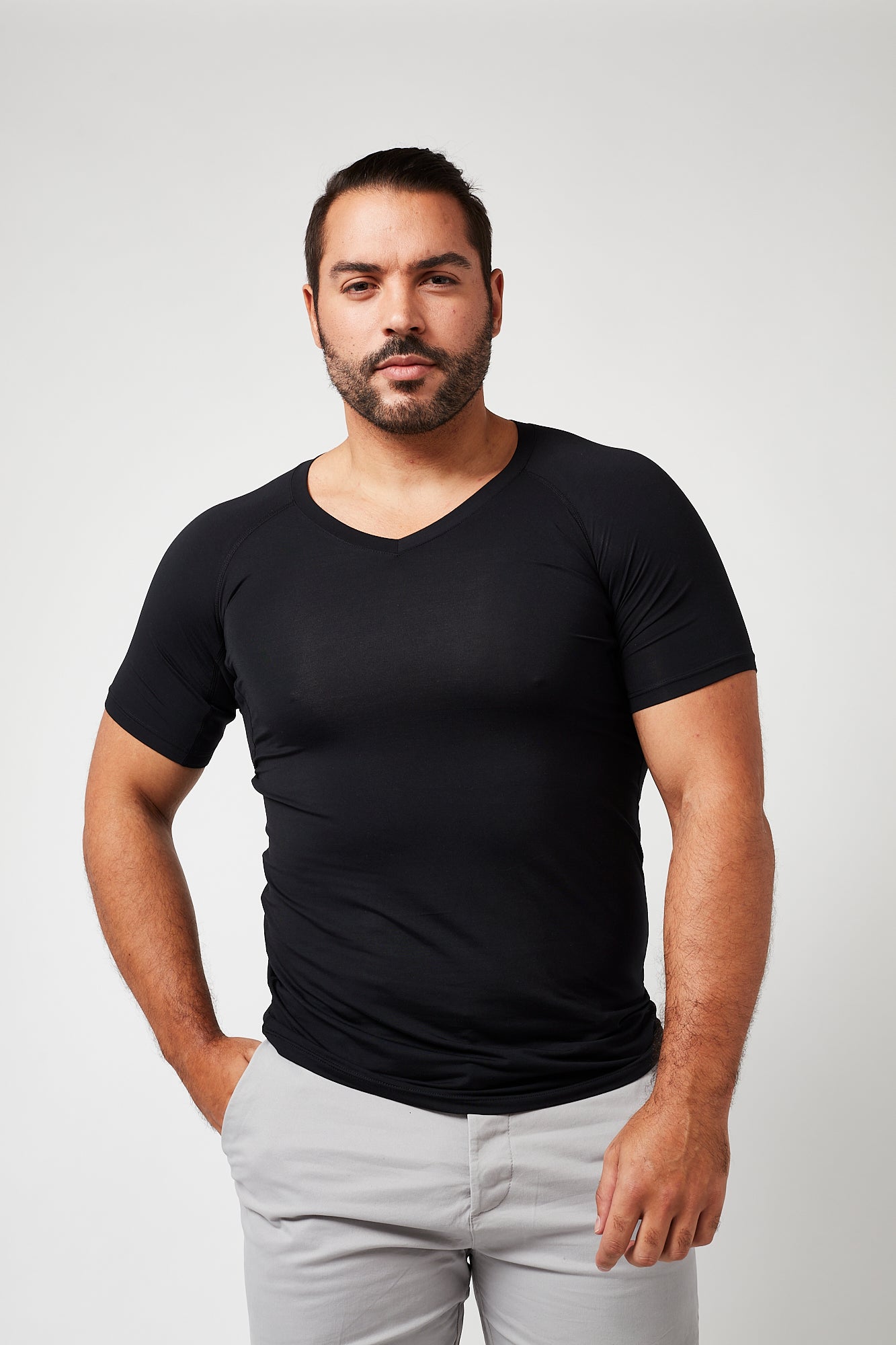 Sweatproof V Neck Undershirt (Black)