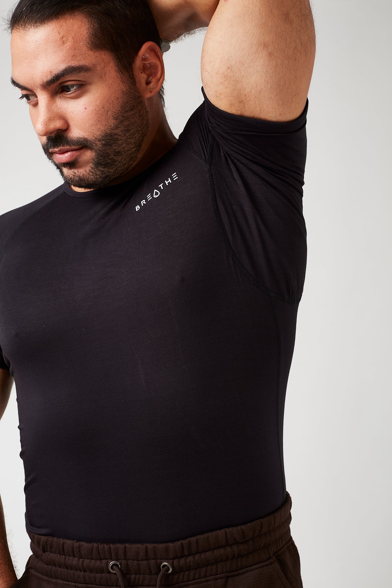 Mens Sweatproof Crewneck Undershirt Black