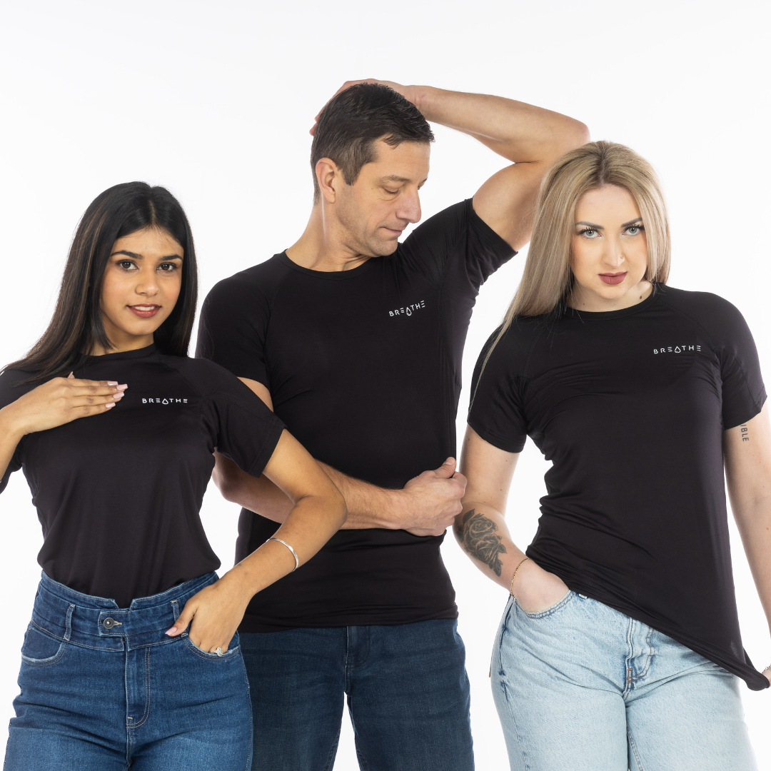 BREATHE Black Sweatproof Undershirt Multipack (Pack of 3)