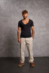 Sweatproof Deep V Neck Undershirt (Black)