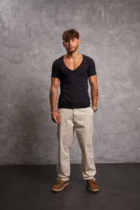 Sweatproof Deep V Neck Undershirt (Black)