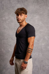 Sweatproof Deep V Neck Undershirt (Black)
