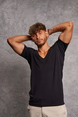Sweatproof Deep V Neck Undershirt (Black)