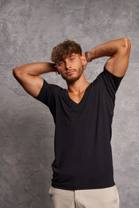 Sweatproof Deep V Neck Undershirt (Black)