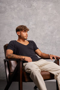 Sweatproof Deep V Neck Undershirt (Black)