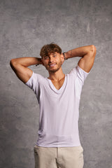 Sweatproof Deep V Neck Undershirt (White)
