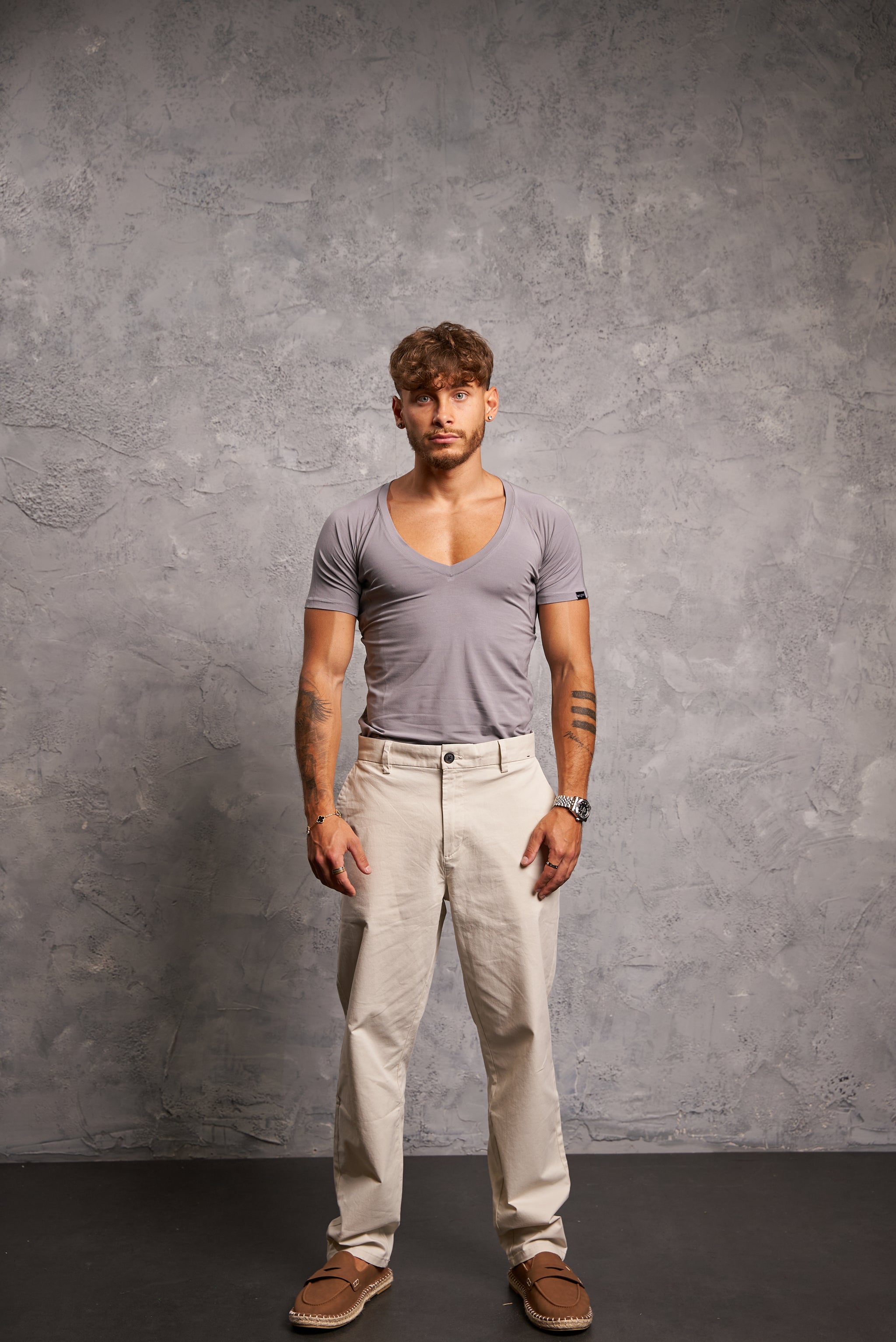Sweatproof Deep V Neck Undershirt (Grey)
