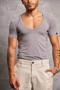 Sweatproof Deep V Neck Undershirt (Grey)