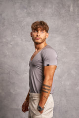 Sweatproof Deep V Neck Undershirt (Grey)