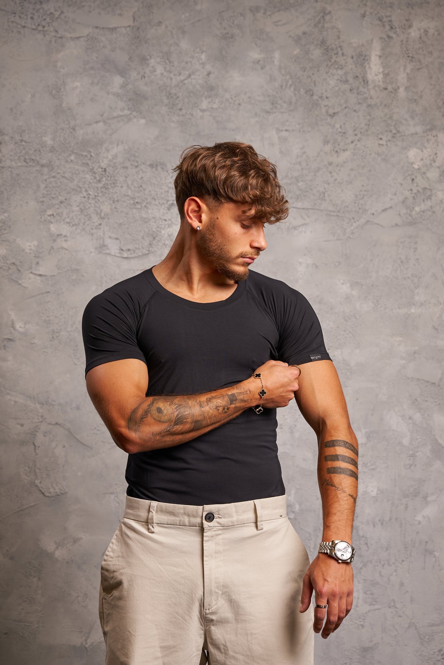 Mens Sweatproof Crewneck Undershirt Black
