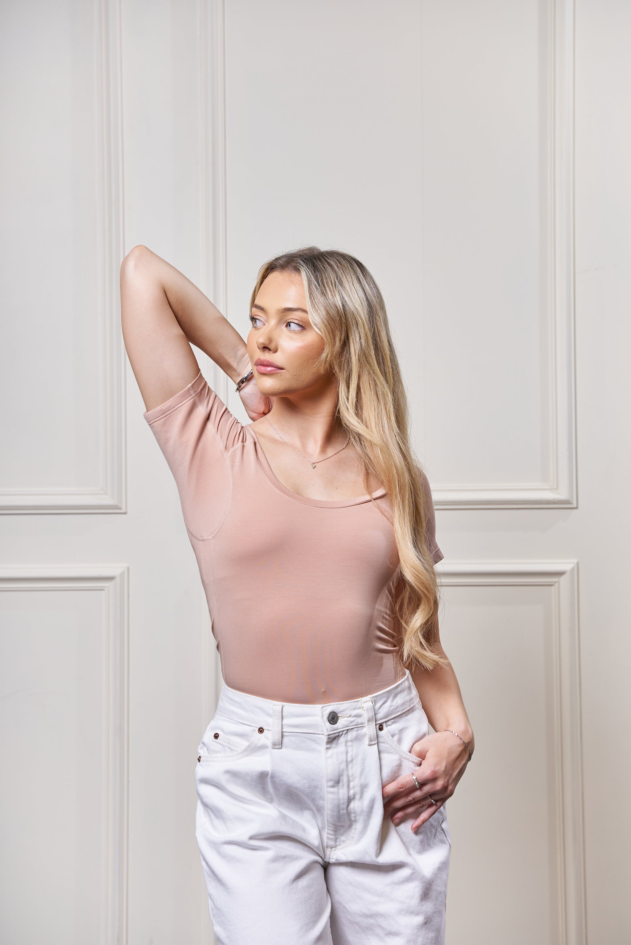 Womens Scoopneck Sweatproof Undershirt Blush