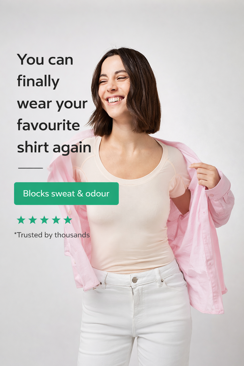 Sweatproof Scoop Neck Undershirt (Nude)