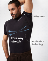 Mens Sweatproof Crewneck Undershirt Black
