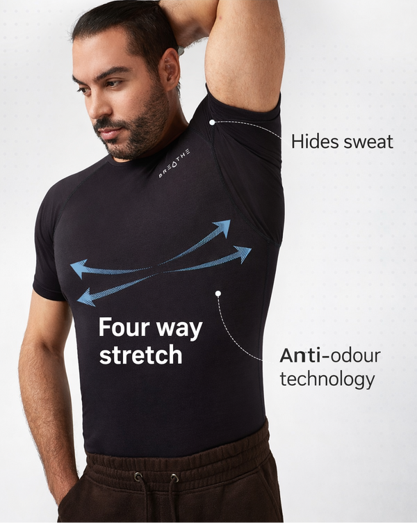 Mens Sweatproof Crewneck Undershirt Black