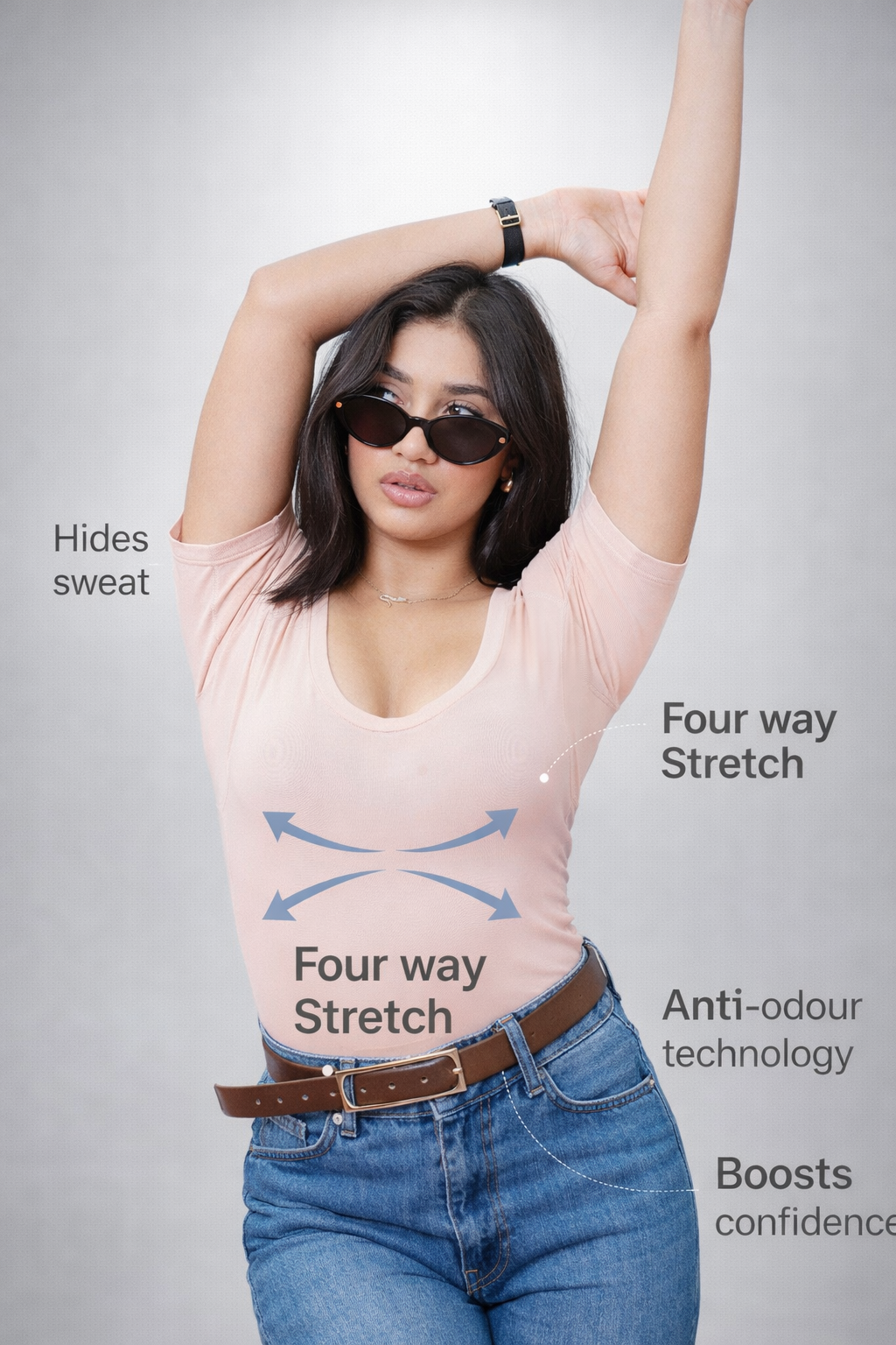 Womens Scoopneck Sweatproof Undershirt Blush