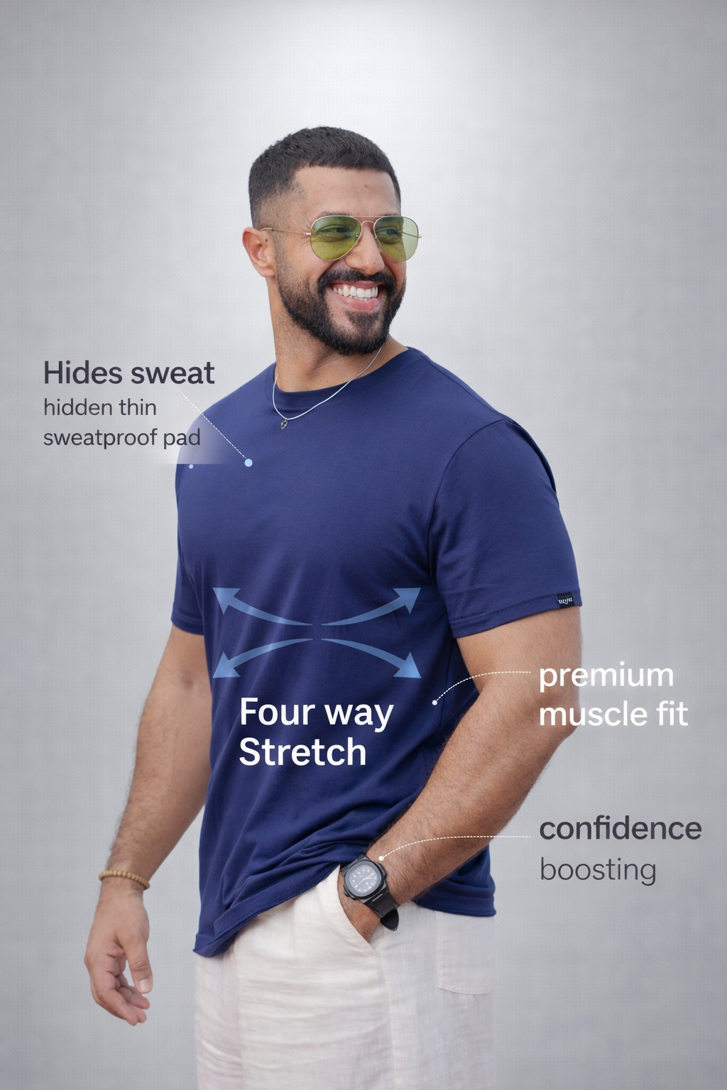 Navy SweatBlock Tee