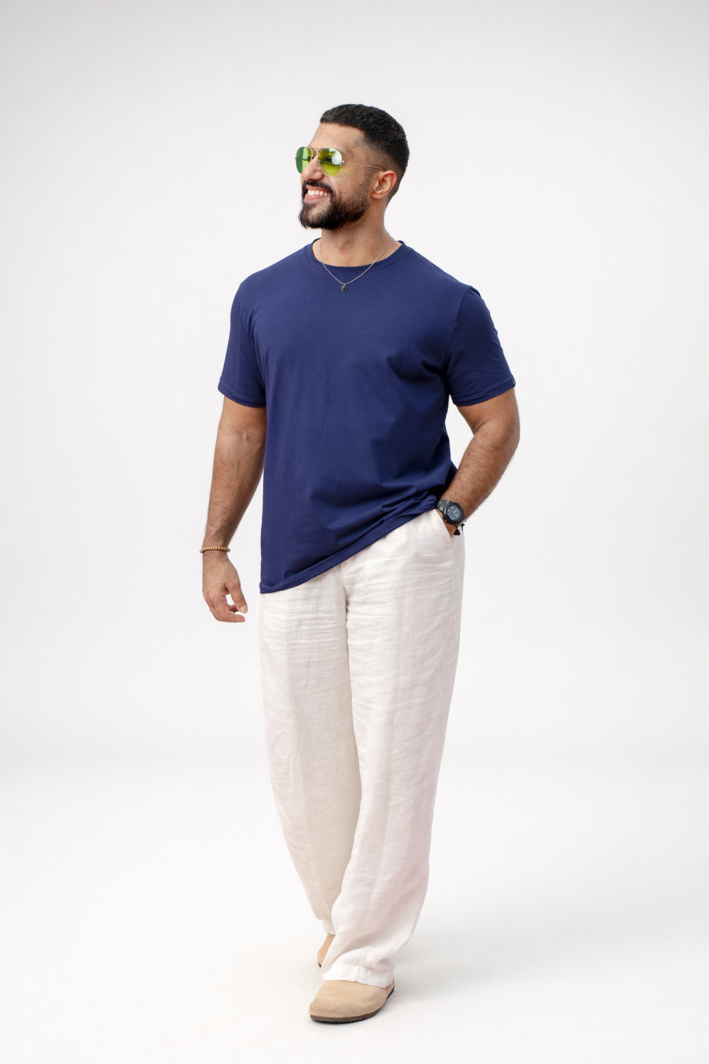 Navy SweatBlock Tee