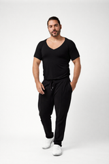 Sweatproof Deep V Neck Undershirt (Black)