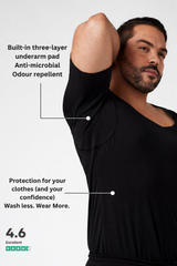 Sweatproof Deep V Neck Undershirt (Black)