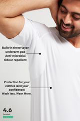 Sweatproof V Neck Undershirt (White)