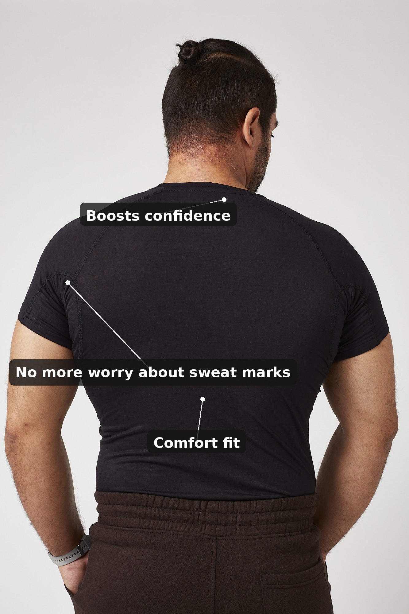 Mens Sweatproof Crewneck Undershirt Black
