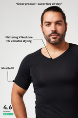 Sweatproof V Neck Undershirt (Black)