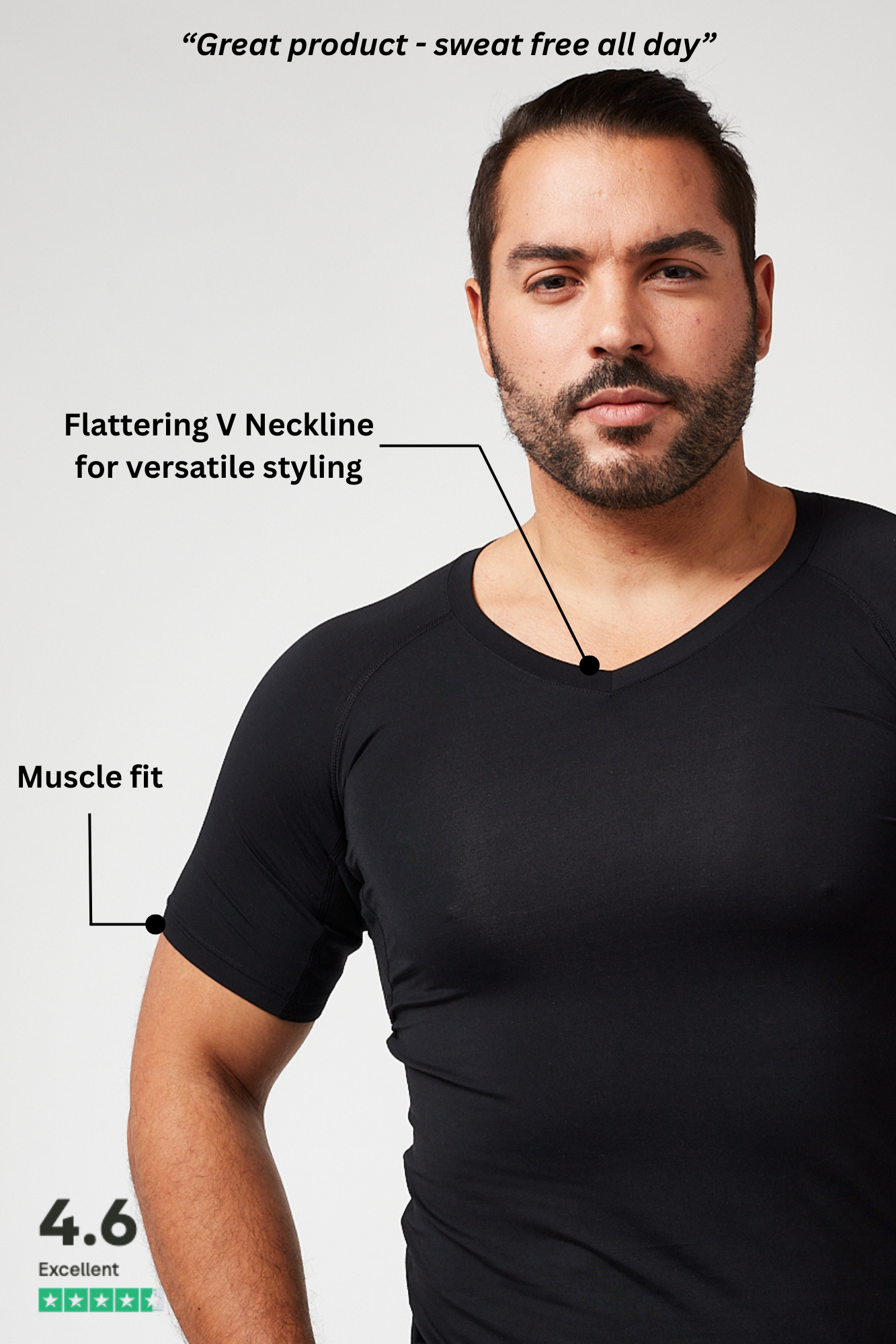 Sweatproof V Neck Undershirt (Black)