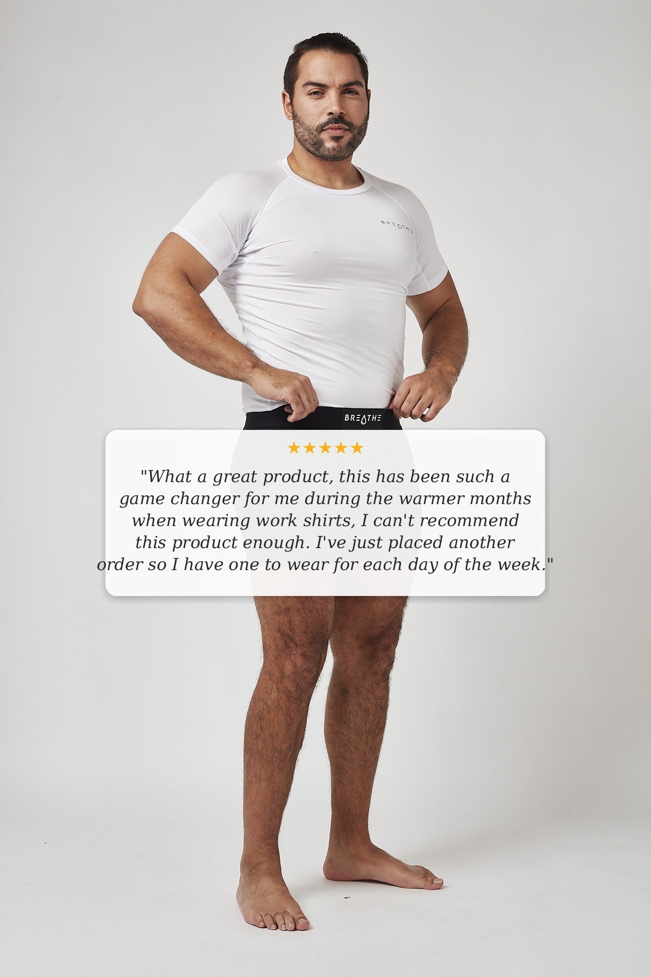 Mens Sweatproof Crewneck Undershirt White