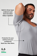 Sweatproof Deep V Neck Undershirt (Grey)