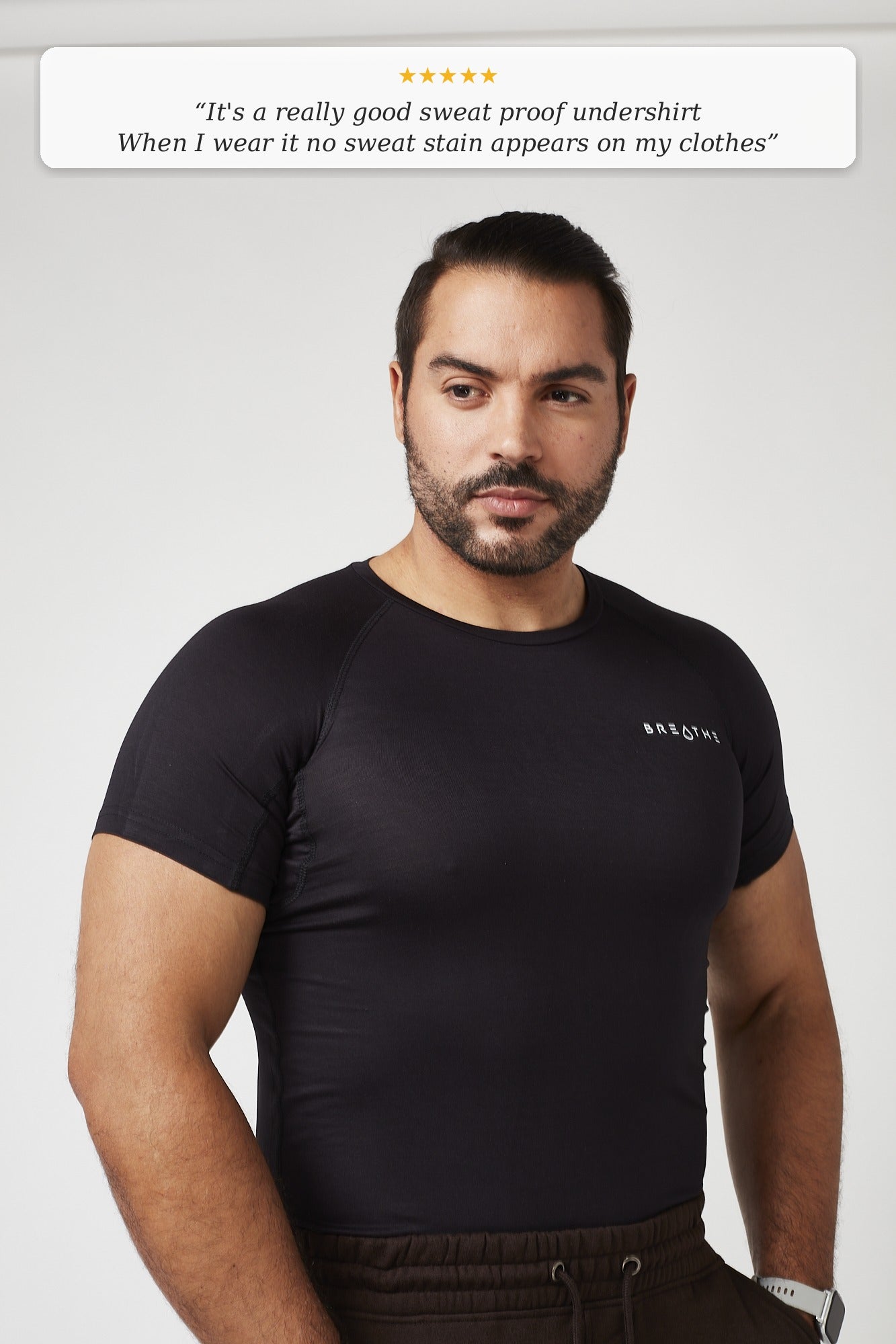Mens Sweatproof Crewneck Undershirt Black
