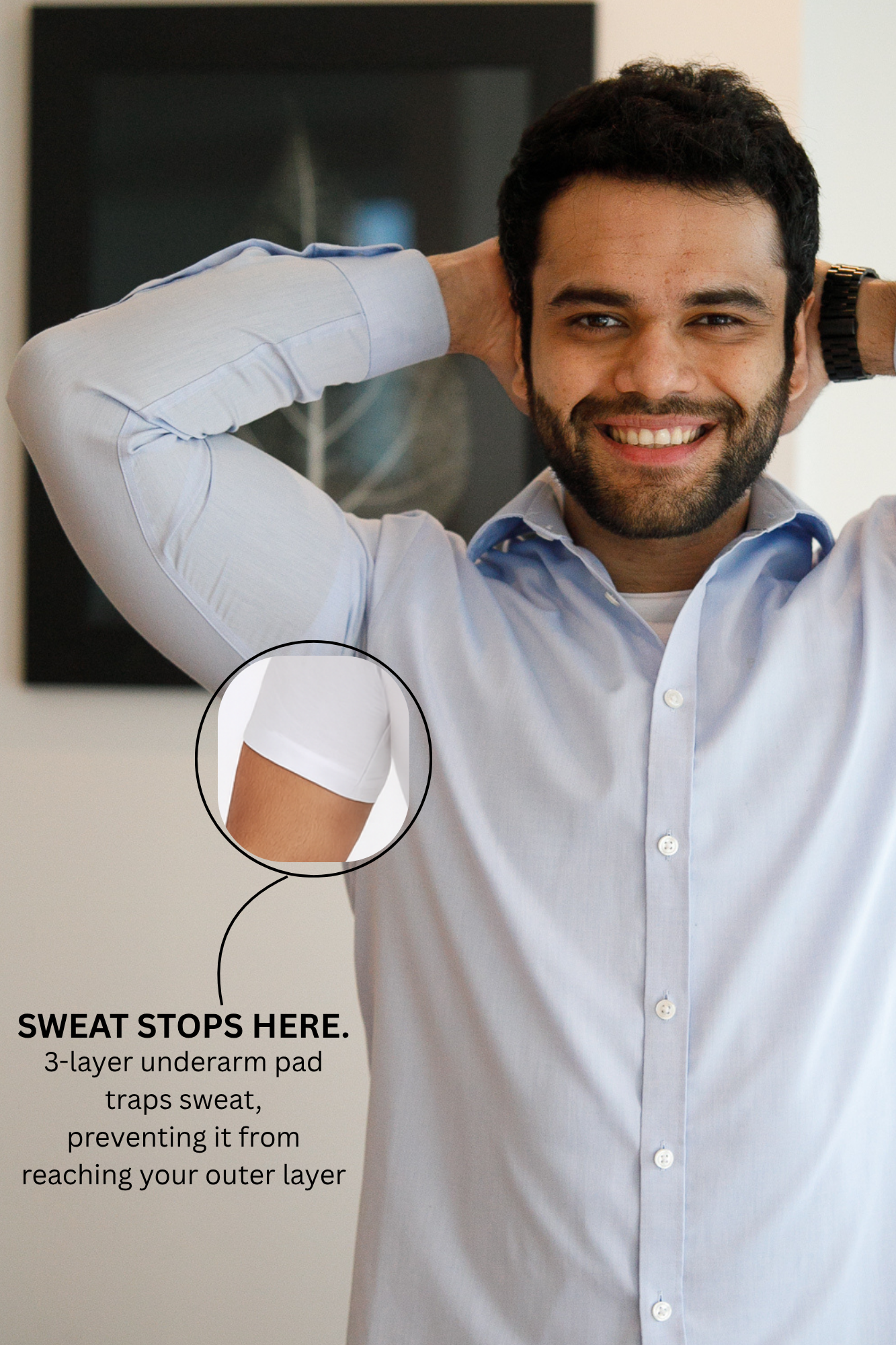 Mens Sweatproof Crewneck Undershirt White