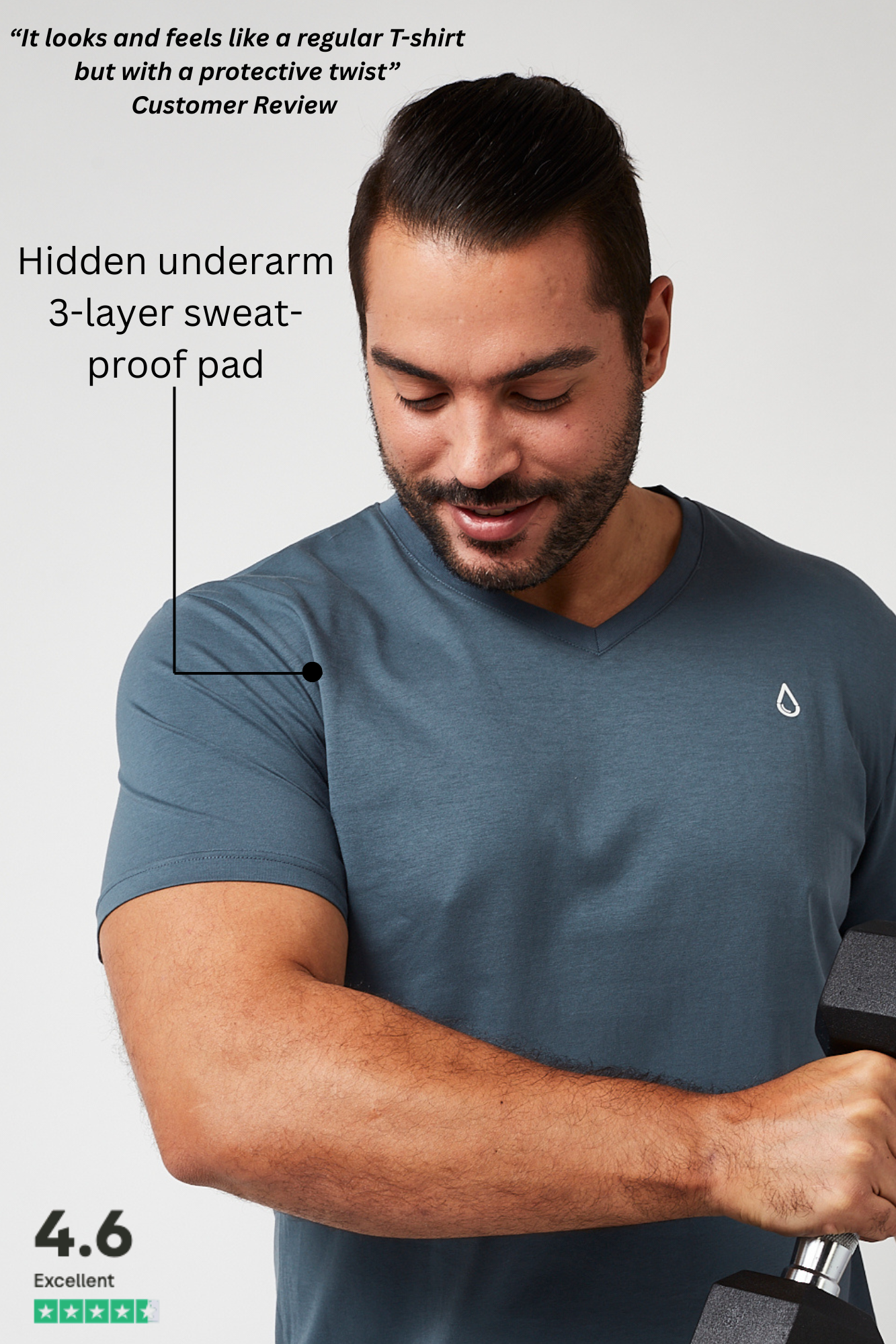 Mens Sweatproof T-Shirt Iron Grey