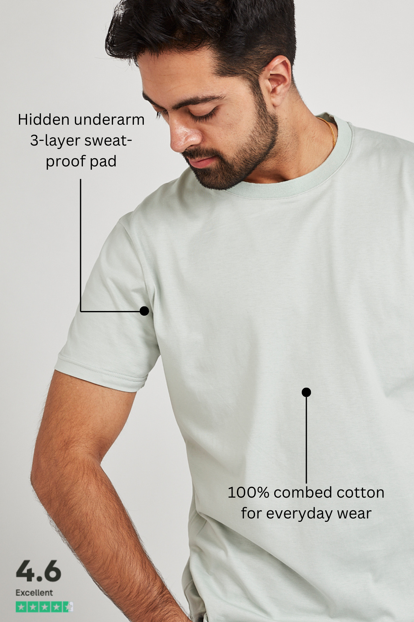 Mens Sweatproof T-shirt Mint Green