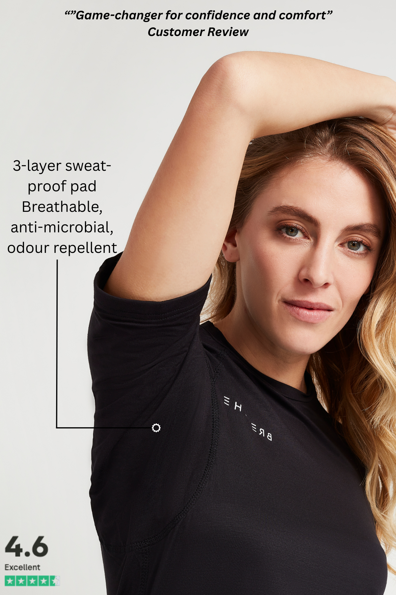 Womens Sweatproof Crewneck Undershirt Black