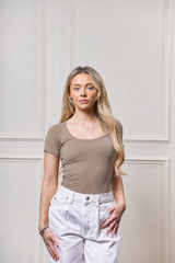 Womens Scoopneck Sweatproof Undershirt Espresso