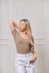 Womens Scoopneck Sweatproof Undershirt Espresso